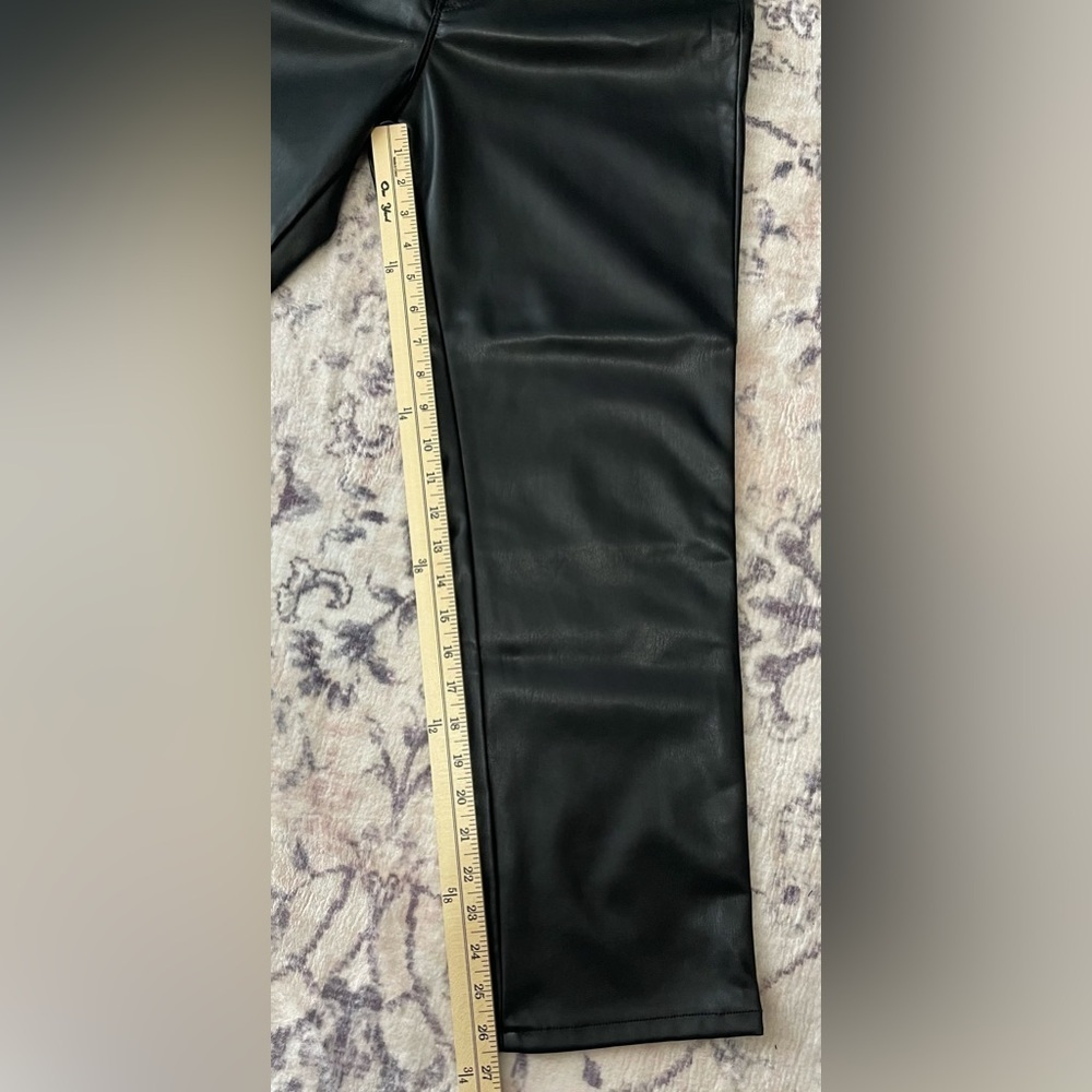 MOTHER NWT Vegan Leather Pants High-Waisted Rider Ankle Black Size 33 (16) - Picture 12 of 13